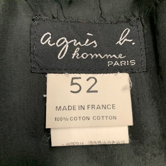 AGNÈS B. Size 42 Cream Black Gingham Cotton Slim Fit Notch Lapel Sport Coat - Picture 7 of 8